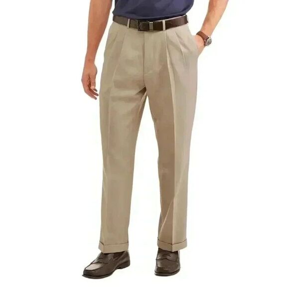 George Men's Tan (Barley) Cotton/Poly/Spandex Flex Fabric Straight Fit Adj Waist - Picture 1 of 8